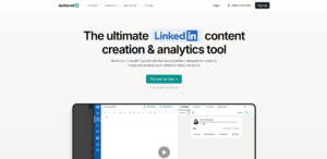 AuthoredUp's homepage showing a LinkedIn content creation and analytics tool that helps you draft, preview, and schedule posts directly from Chrome.