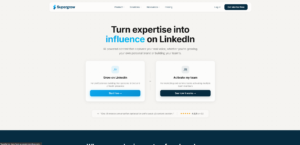 Supergrow's homepage showing an AI-powered LinkedIn tool for professionals building their personal brand or marketing teams managing multiple accounts.